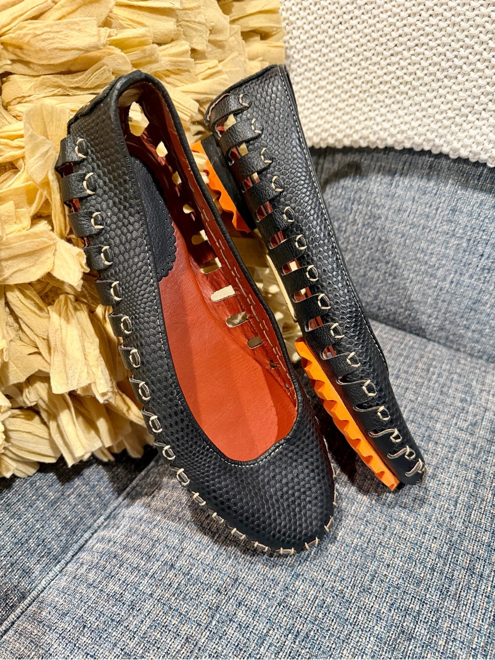 handcrafted leather ballet flats size 40